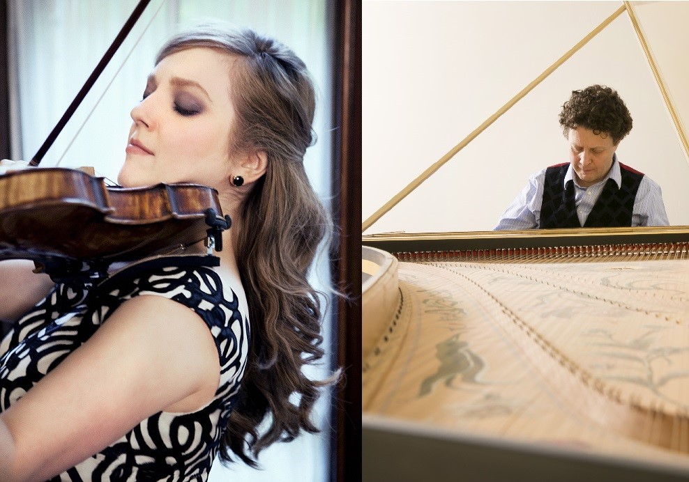 Internationally-acclaimed violinist RACHEL BARTON PINE and harpsichordist and GLB founder JORY VINIKOUR, joining forces to play music by J. S. Bach on 17 June 2016 [Photos &copy; by Lisa-Marie Mazzucco (Rachel Barton Pine) and Nuccio di Nuzzo (Jory Vinikour); used with permission]